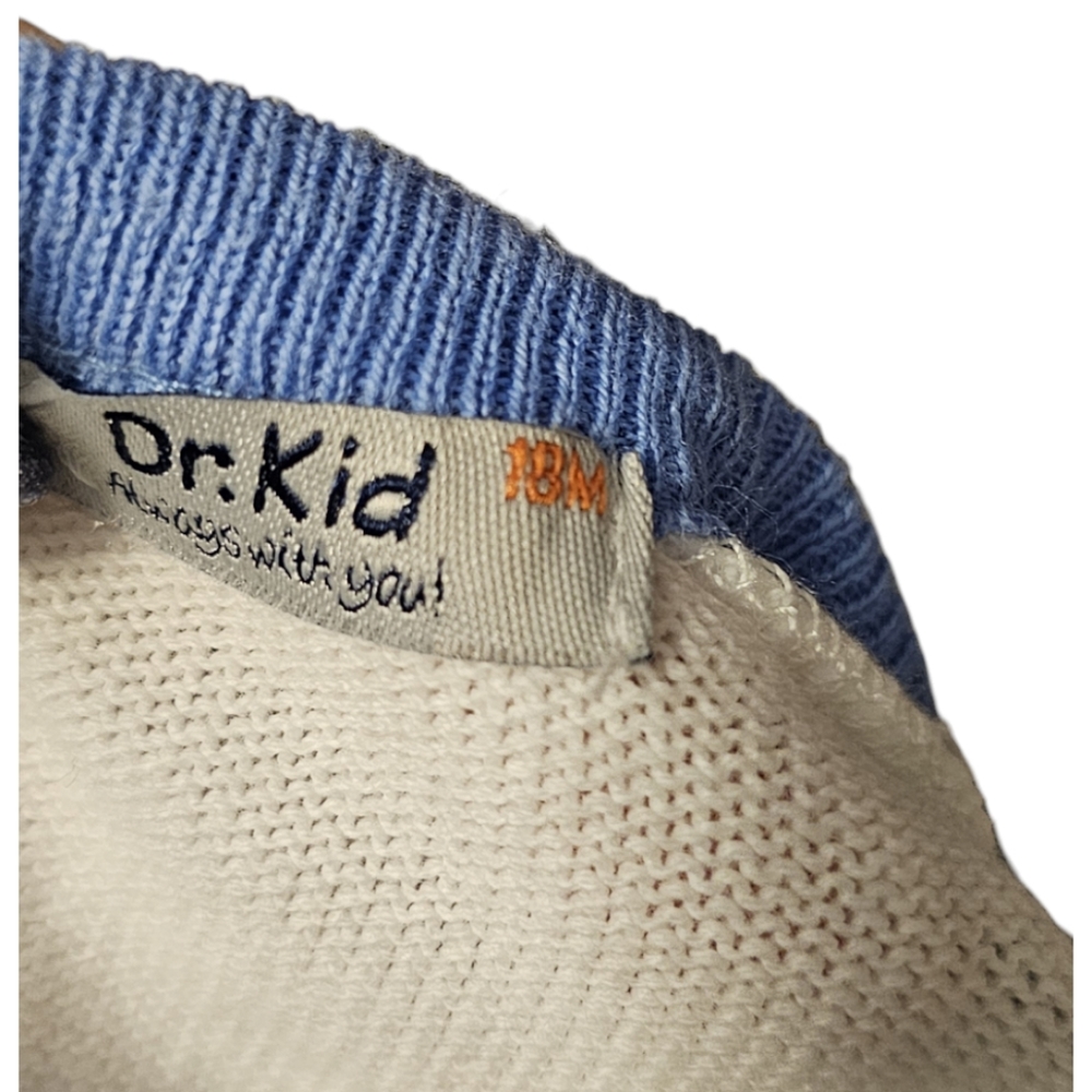 Dr Kid blue w/ white polka dots dress 18mos